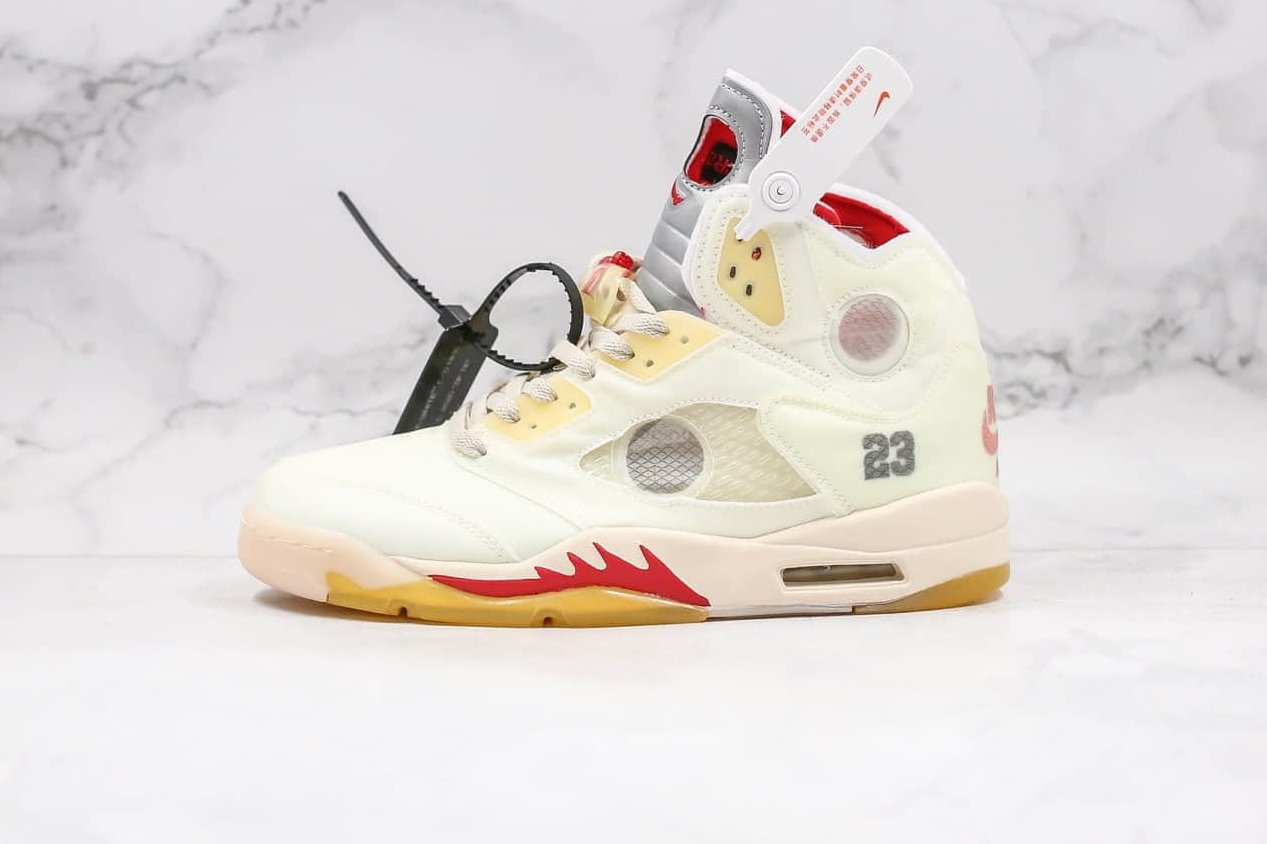 2020 OFF WHITE x Air Jordan 5 White Fire Red: A Stylish Collaboration (80 characters)