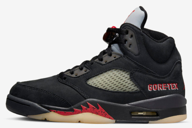 Air Jordan 5 Gore-Tex 'Off Noir' Sneakers - Off-Noir/Fire Red-Black-Muslin DR0092-001