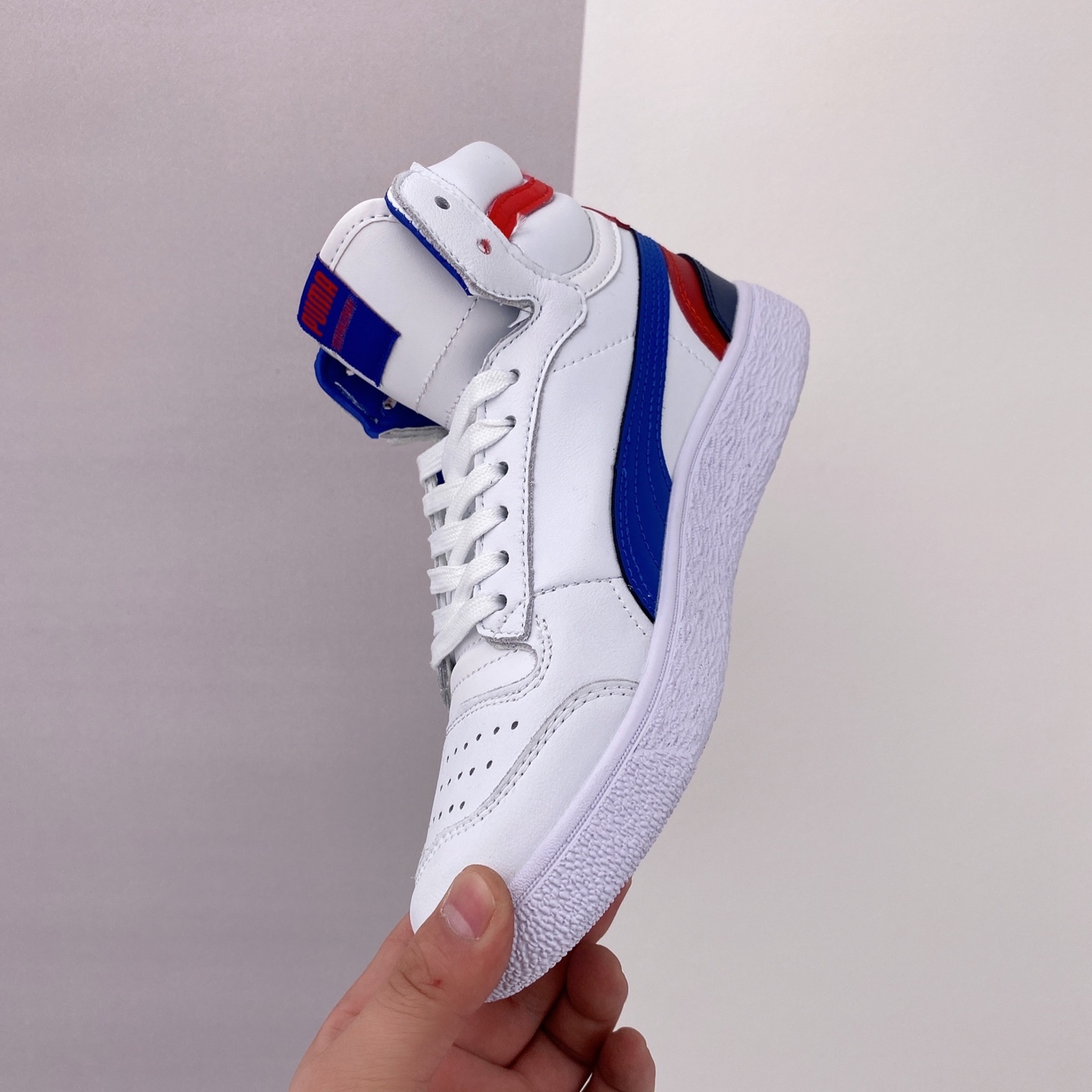 PUMA Ralph Sampson Mid OG White Blue Red 370847-02 - Classic Style with Retro Flair